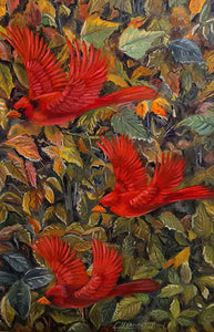 "Triple Red" Original oil on wrap canvas by Clermont Duval 24" X 16"