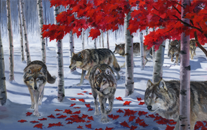 "Band of Wolves Under a Red Canopy" by Clermont Duval