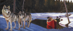 "Two Wolves & A Canoe" by Clermont Duval